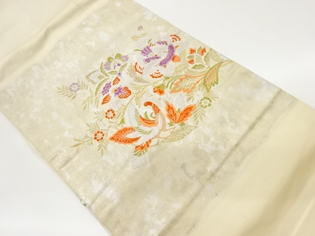 リサイクル　引箔花鳥模様織出し名古屋帯